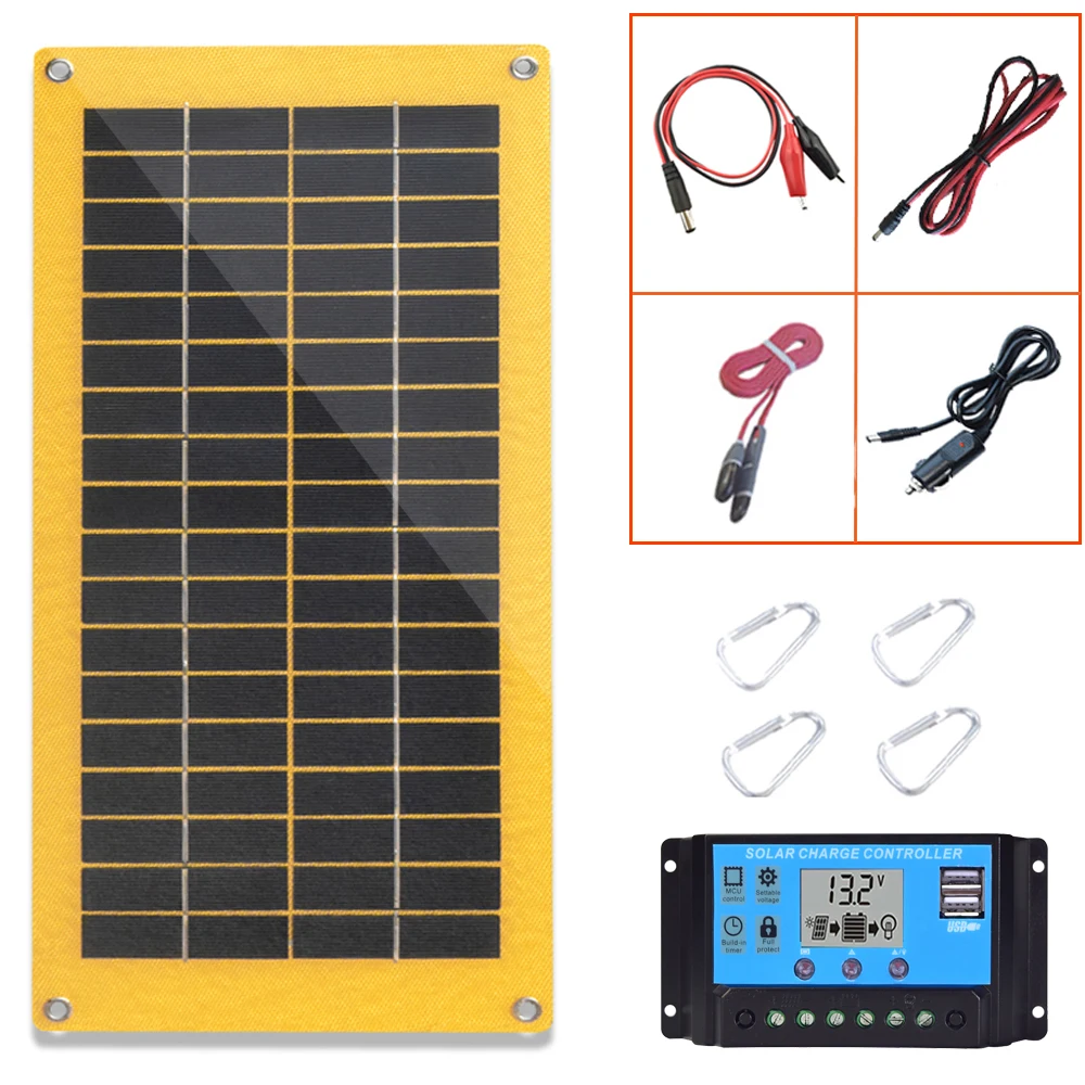 Гибкая солнечная панель 30 Вт 12 в солнечное зарядное устройство 10A контроллер для