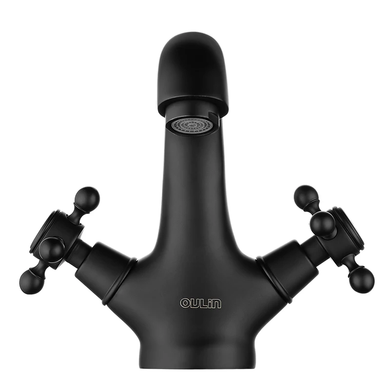 

Черный смеситель для раковины в ванную комнату, керамическая пластина, катушка, двойной держатель, дужка с одним отверстием для Rubinetto, мебел...