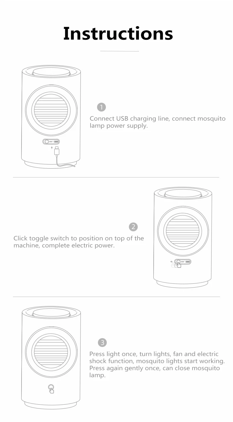 

Electric Mosquito Killer Lamp No Noise Physical Inhalation Trap Lamp Silent Killing Pest Repellents