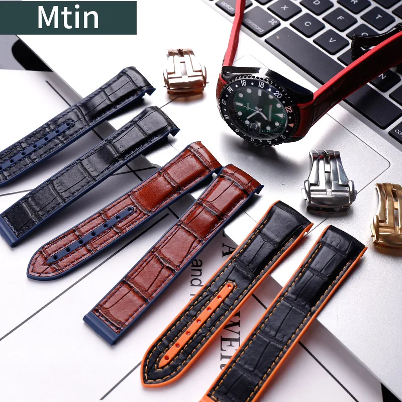 Leather strap men's watch accessories For Omega 20mm22mm rubber watch strap outdoor sports female bracelet Watchbands