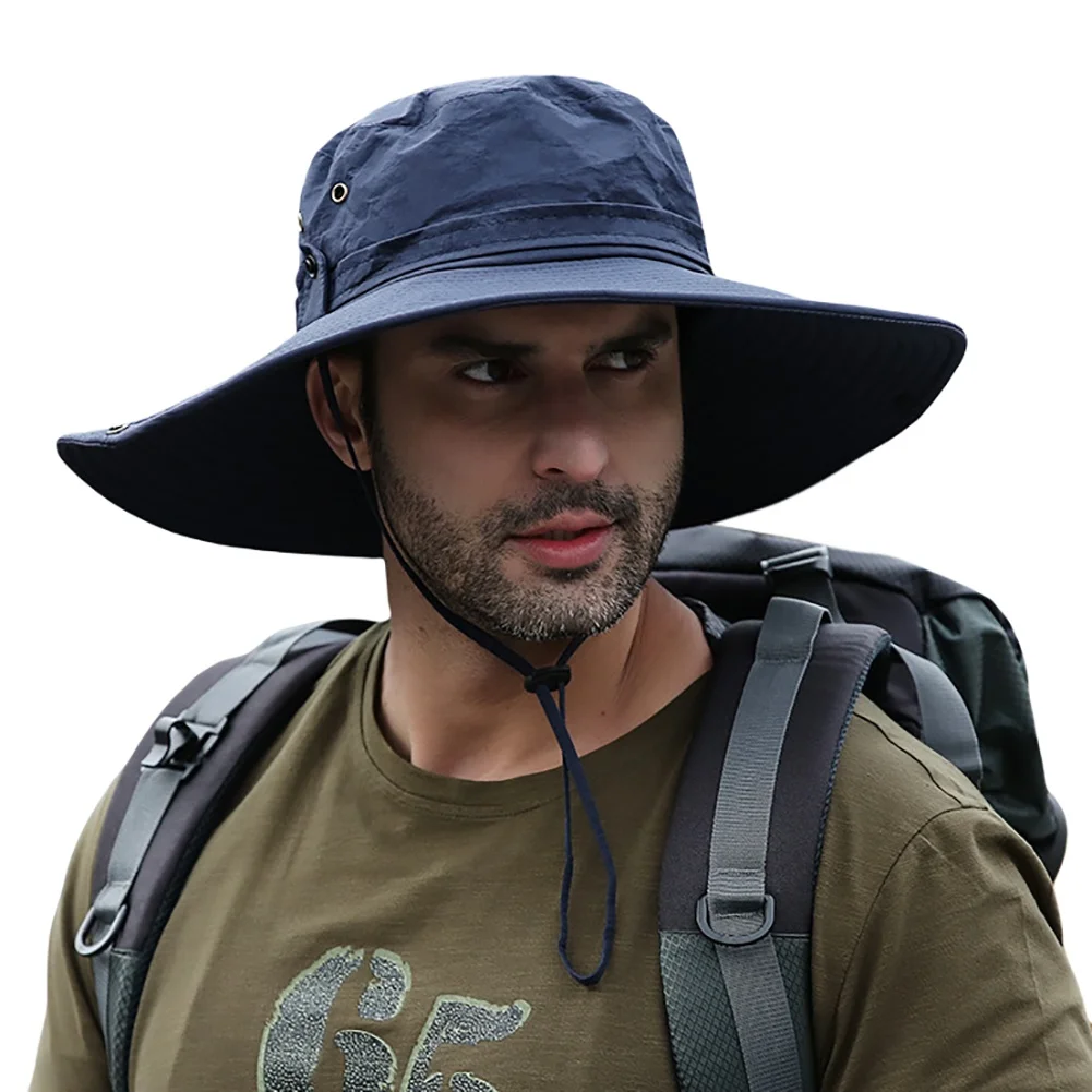 

12CM Outdoor Big Wide Brim Men's Fisherman Hat Waterproof Sunshade Hat Mountaineering Fishing Cap Panama Hat