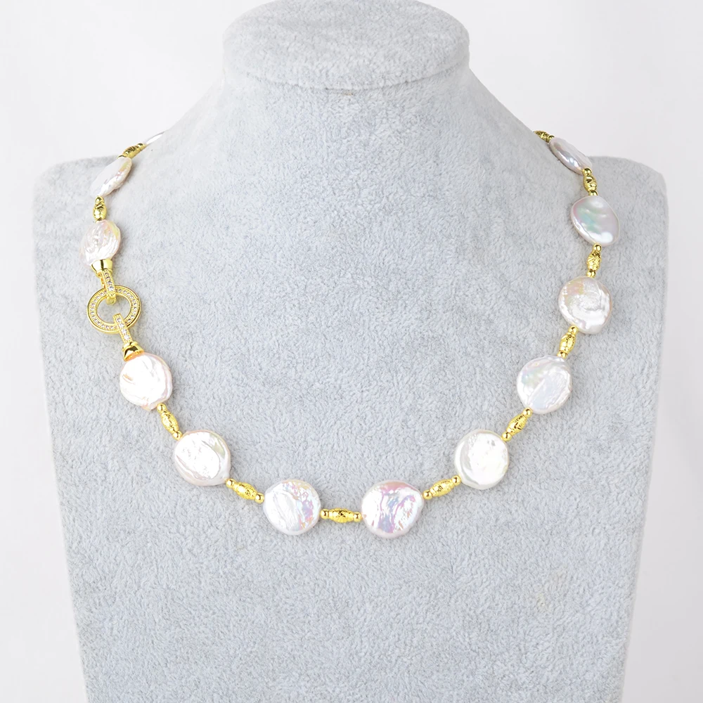 18 &quotКеши жемчуг из белого жемчуга-Монетка ожерелье и 8&quot Браслет Комплект двух