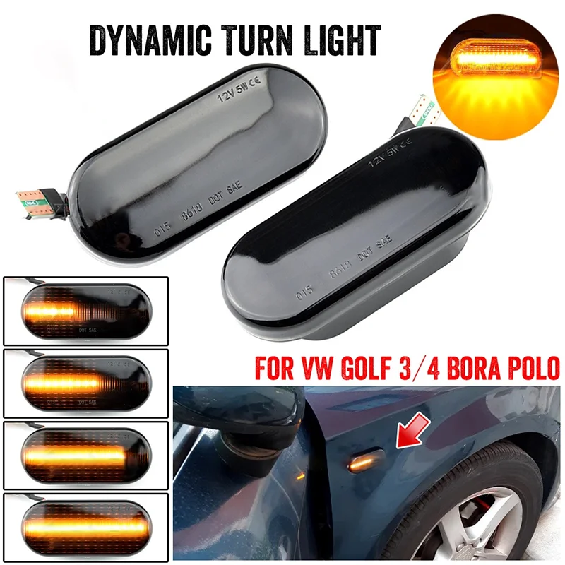 

2pcs Led Dynamic Side Marker Turn Signal Light Canbus For VW Golf3 Golf 4 Amarok Jetta Beetle Lupo Sharan Bora Passat Polo Vento