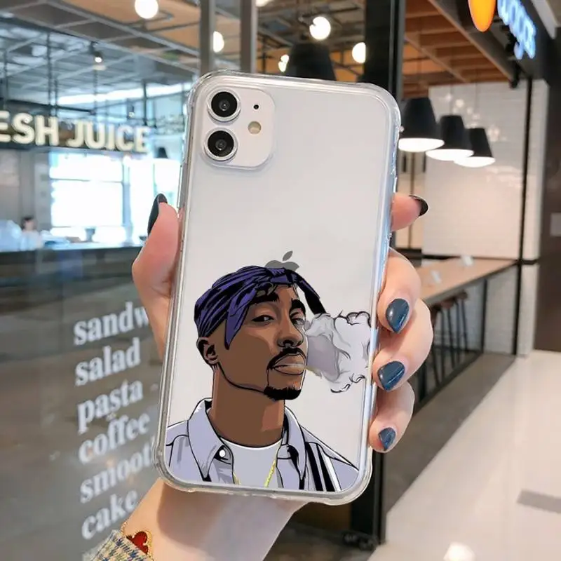 

Rapper 2pac singer Phone Case Transparent for iPhone 11 12 mini pro XS MAX 8 7 6 6S Plus X 5S SE 2020 XR