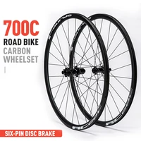 700c road bike carbon fiber wheel set disc brake bicycle wheelset 6 pawls 6 bearing aluminum alloy cnc 142mm thru alxe hub 24 2