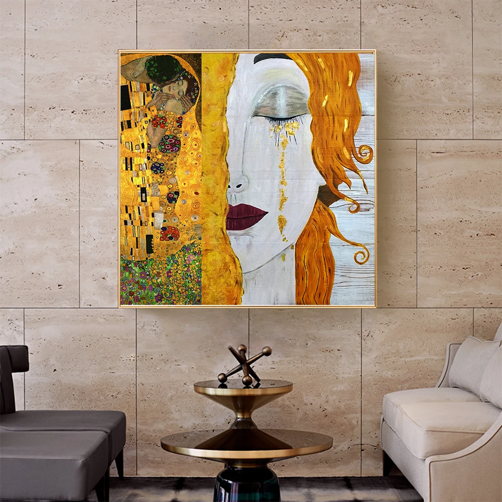

Golden Tears Gustav Klimt Paintings Reproduction Canvas Print Oil Painting Beautiful Woman Artwork for Home Cuadros Decoration