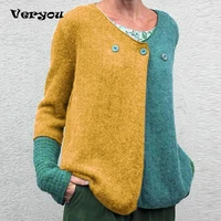 2021 v neck cardigan women long sleeve sweater women knitted sweater cardigans woman casual loose sweaters for women