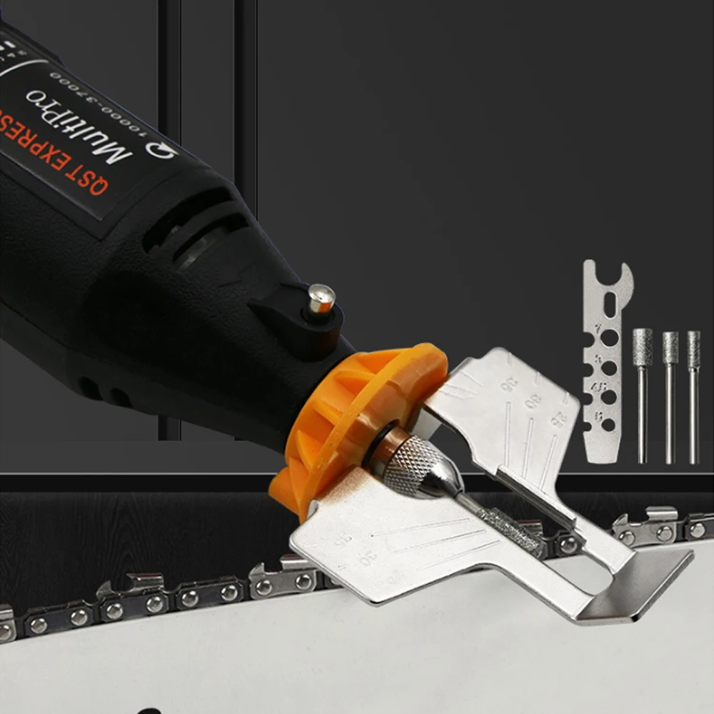 

ROLKETU Outdoor Garden Tool Sharpening Attachment, Chain Saw Tooth Grinding Tools Used with Electric Grinder Accessories