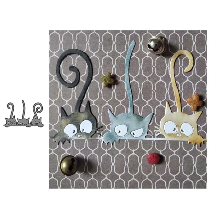 Новые металлические Вырубные штампы вырезанные Три кошки для скрапбукинга