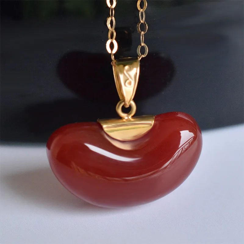 Чжиси Высокое качество 9*15 мм красные бобы ожерелье и кулон с натуральным 18