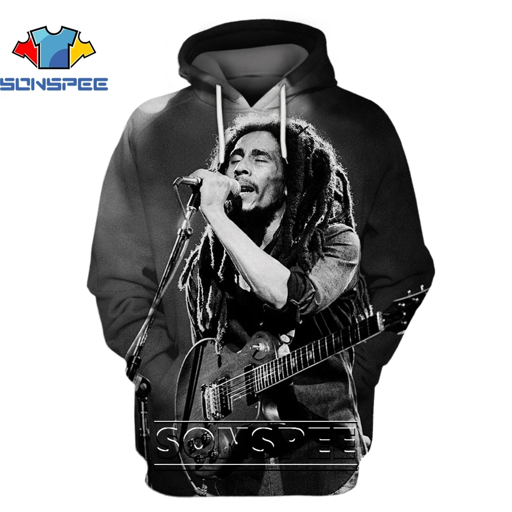 

Толстовка SONSPEE с 3D рисунком Боба Марли, оригинальный регги, модная трендовая музыкальная одежда оверсайз в стиле Харадзюку для мужчин и женщ...