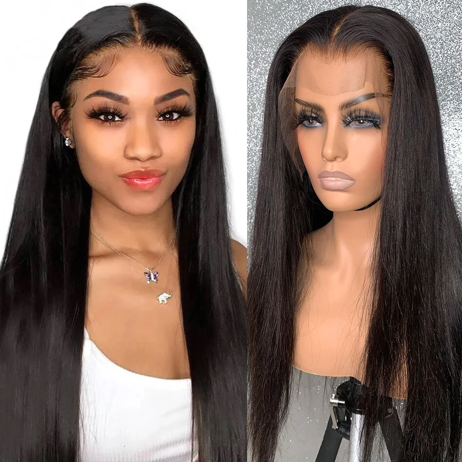 Парик с прямыми кружевами спереди предварительно выщипанные отбеленные узлы