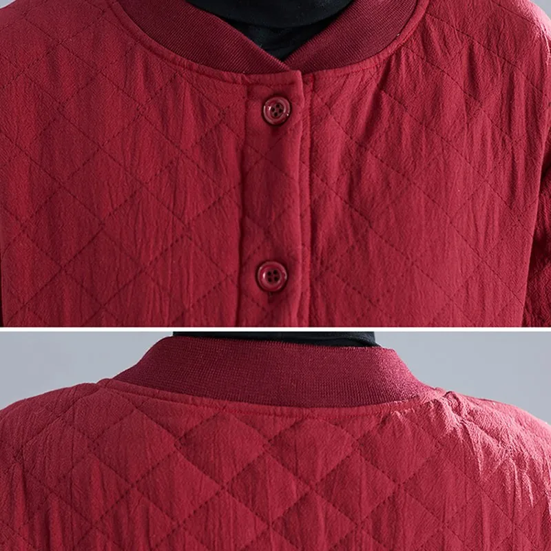 

Women Cotton Linen Casual Jackets New Arrival 2020 Autumn Winter Vintage Solid Color Loose Female Thick Cotton Warm Coats S2482