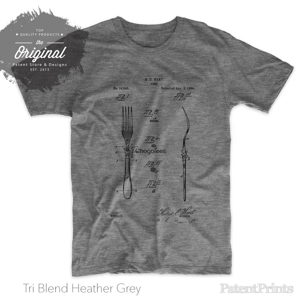 Вилка патент футболка подарок шеф повара поварские подарки PP0238|Мужские футболки|