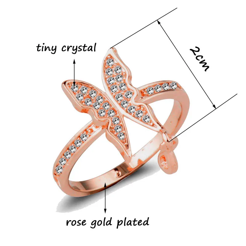 SINLEERY очаровательные кольца на палец в виде животного бабочки цвета розового