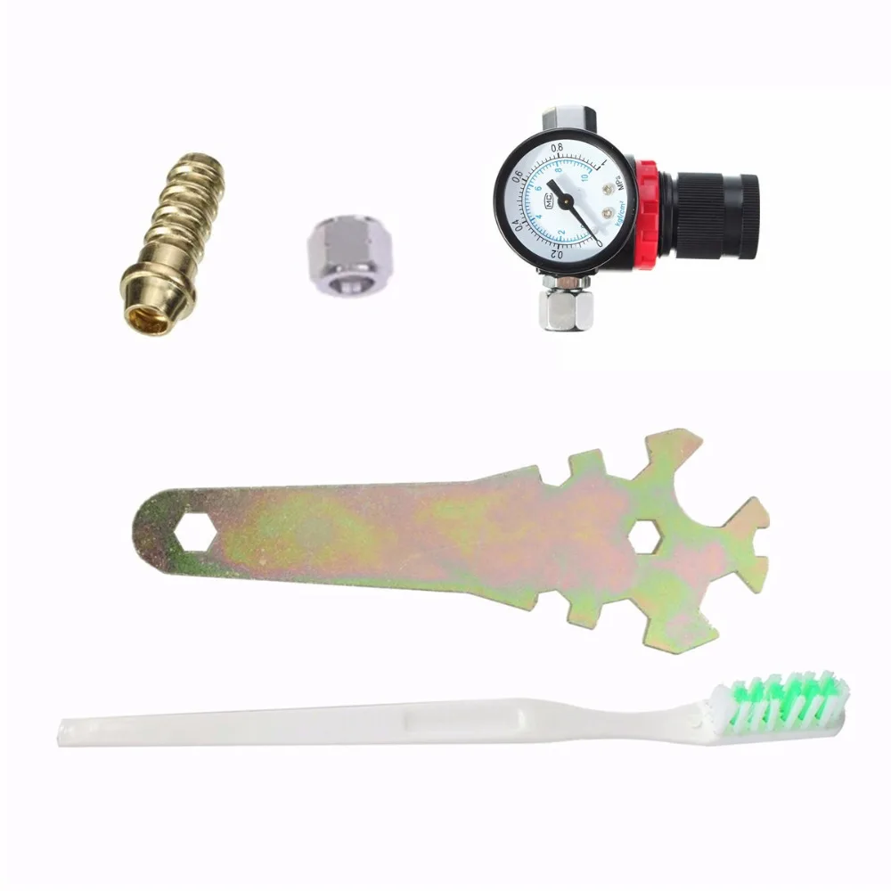 

1.4mm 1L HVLP Gravity Feed Spray Gun Auto Paint Primer Metal Flake With Locking Air Pressure Regulator Spray Gun Set