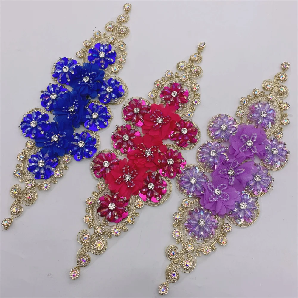 

5 шт., аппликация с большими цветами для вышивания свадебных платьев