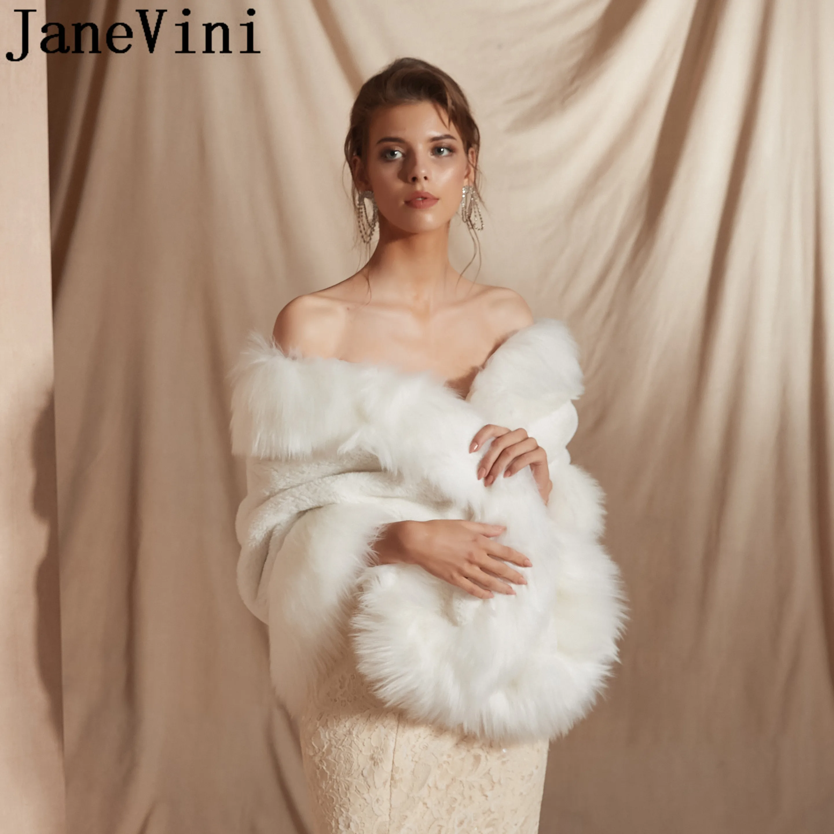 Зимнее свадебное платье jaevini из искусственного меха Болеро шаль бруидов накидка