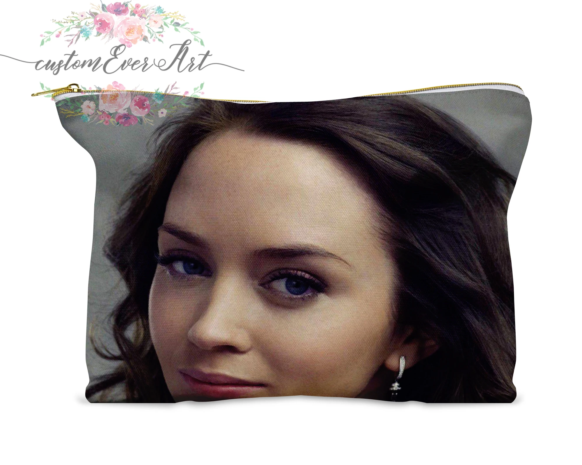 

Emily Blunt cosmetic bag personalized small makeup bag funny makeup organizer toiletry bag zipper pouch