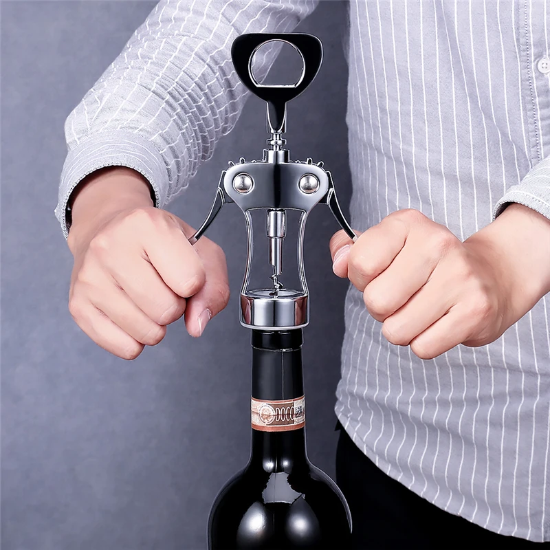 

Professional Zinc Alloy Wine Bottle Opener Portable Handle Pressure Corkscrew Red Wine Opener For Kitchen Bar Tool