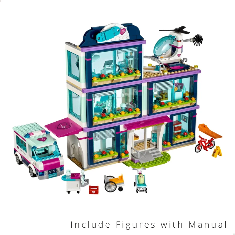 

New 932pcs Friends Girl Heartlake Hospital Model Friends Building Blocks Compatible City 41318 Bricks Toys Birthday Gifts