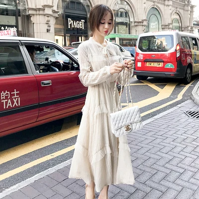 

Женское шифоновое платье с длинным рукавом, бежевое длинное облегающее платье с длинным рукавом, пляжная одежда для вечеринок и колледжа, 2XL