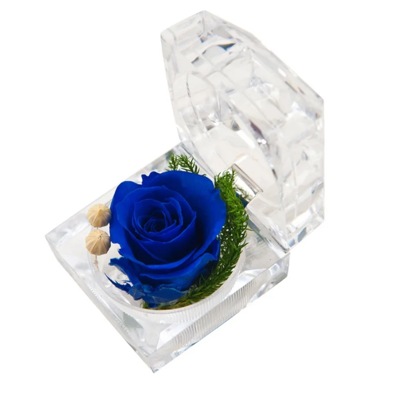 Изысканный вечный цветок красная роза предложение кольцо коробка акриловая