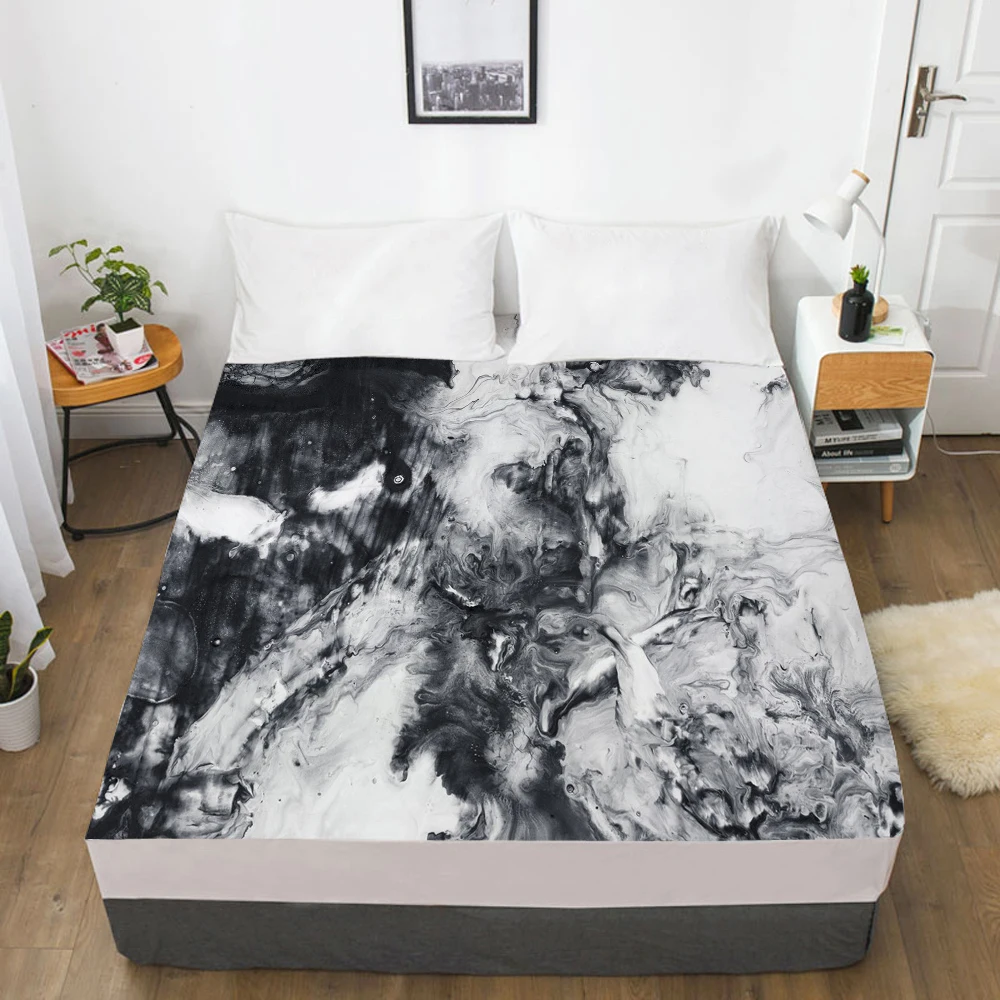

Mattress Cover Fitted Sheet With Elastic Band Bed Sheets Bedding Linens Queen King Size Bedsheet 160X200CM Nordic Gray