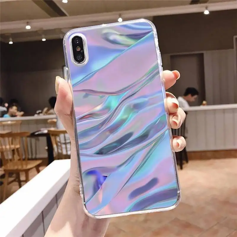 

holographic aesthetics pattern Phone Case Transparent soft For iphone 5 5s 5c se 6 6s 7 8 11 12 plus mini x xs xr pro max