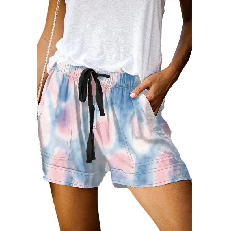 

Women Summer Tie-Dye Short Printing High Waist Drawstring Shorts Casual Short