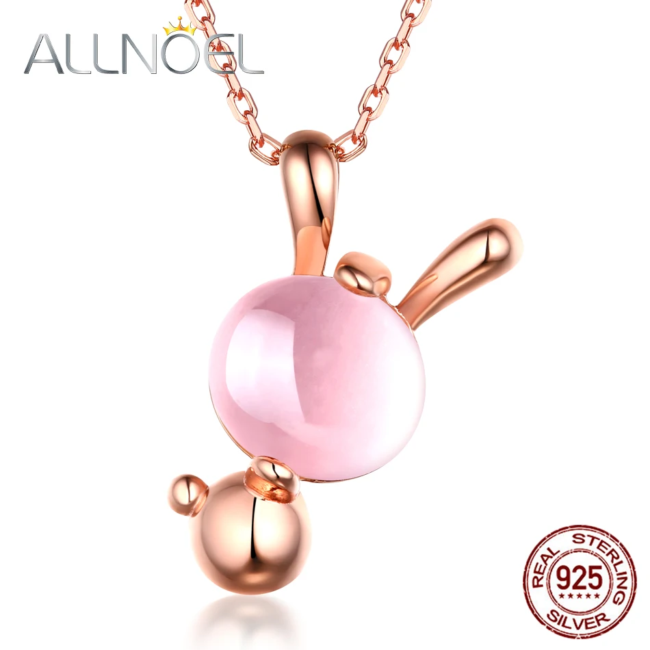ALLNOEL ожерелье с подвеской в виде милого кролика для женщин 925 пробы серебро