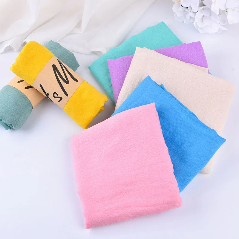 Женский однотонный хлопковый шарф мягкий льняной шали и палантины карамельных