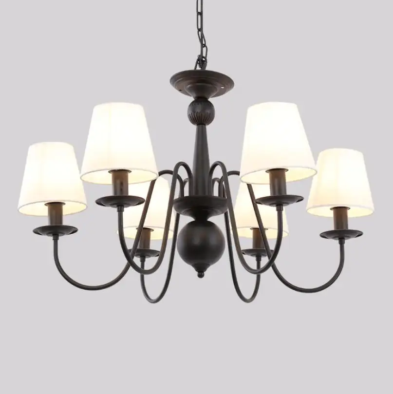 Американский Сельский тканевый светодиодный подвесной светильник для гостиной