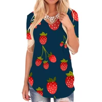 somepet strawberry t shirt women food v neck tshirt painting tshirts printed art shirt print womens clothing punk rock printed