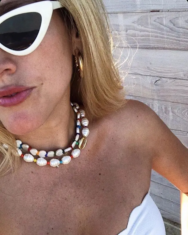 Лучший друг vsco девушка collares de moda цепочка культивированный настоящий натуральный жемчуг пресноводный жемчуг кулон бритва ожерелье для женщин