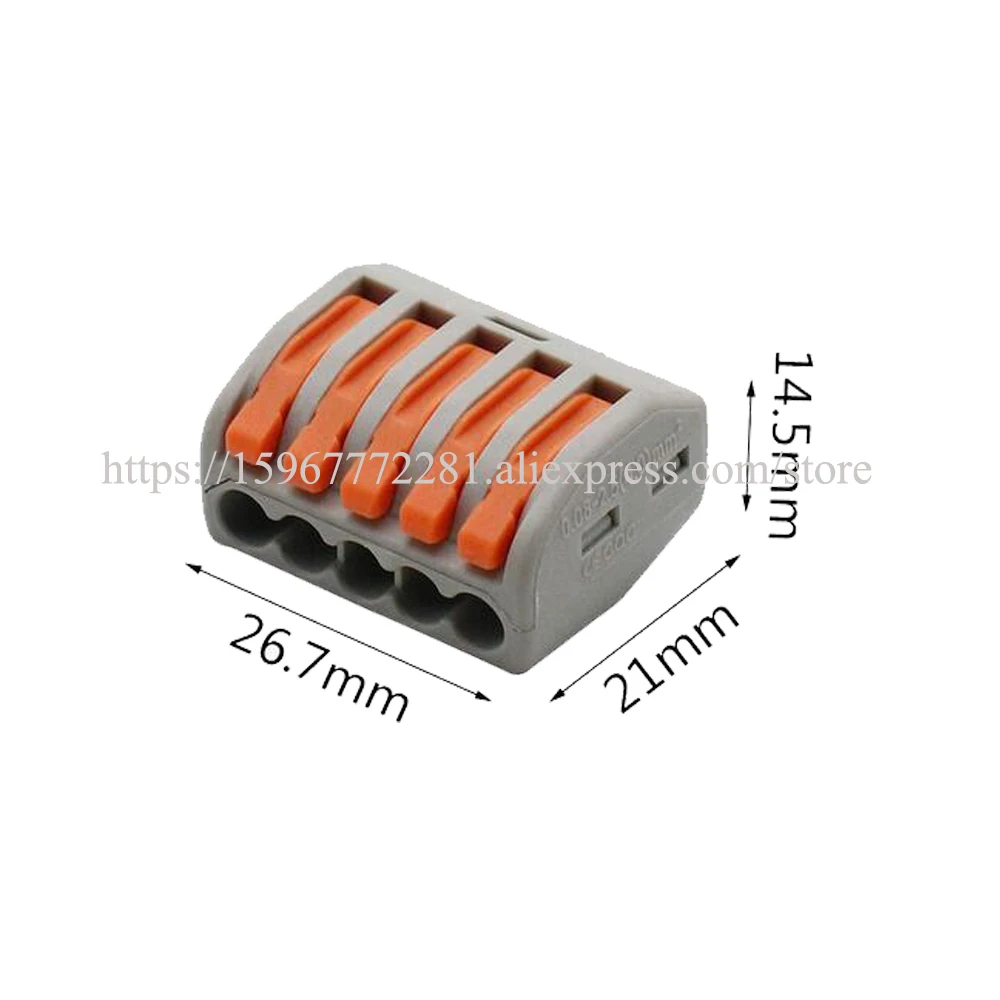 

100pcs 5 pin Quick connector T-type cable connector plug Wire connector spring universal connector 250V/4KV/32A PCT-215