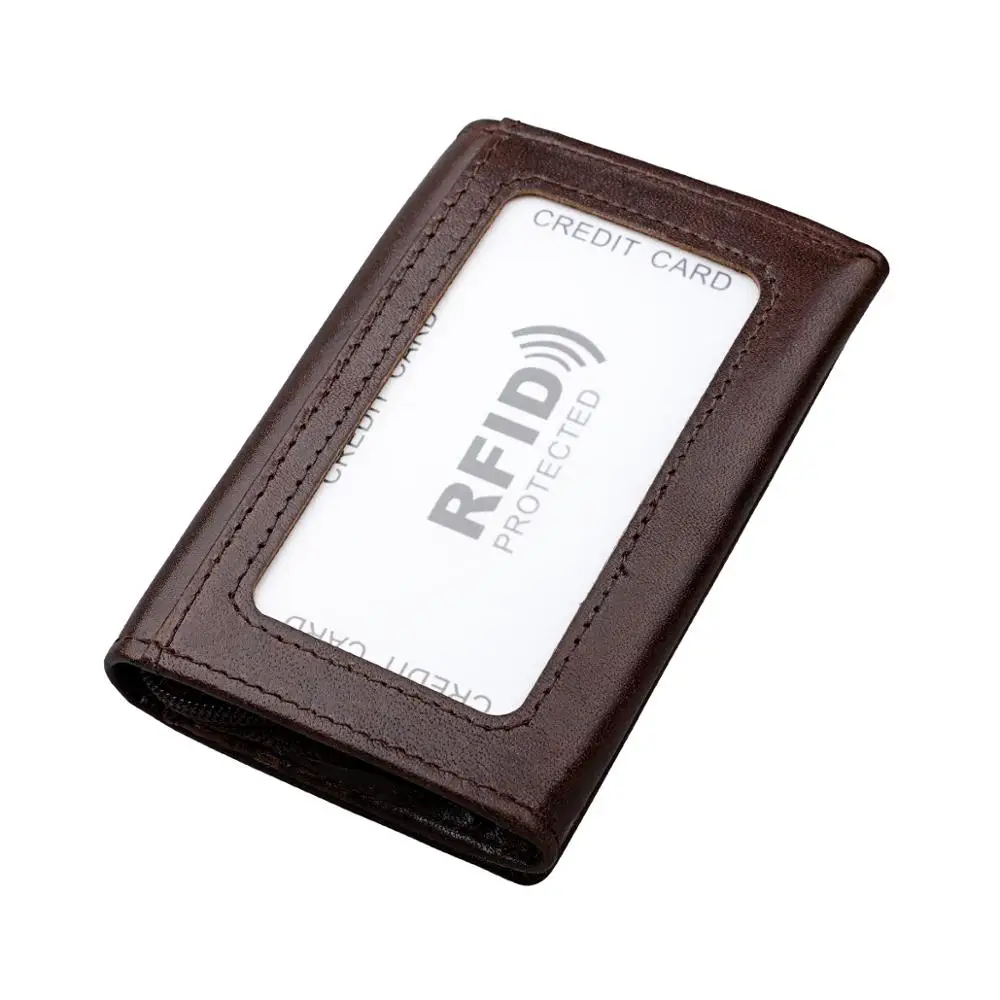 

New Travel Wallet Card Holder RFID Organiser Pouch for Cards Money IDs Tri-fold Multi-function Genuine Leather Hasp Storage Bag