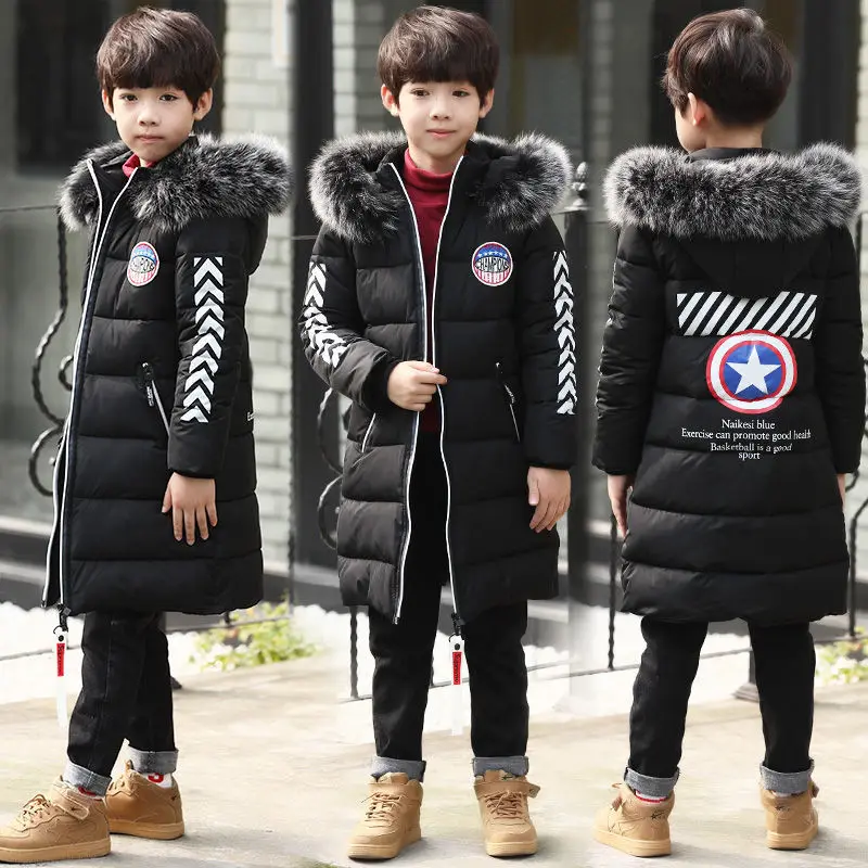 Зимнее водонепроницаемое плотное Стеганое пальто с капюшоном для мальчиков