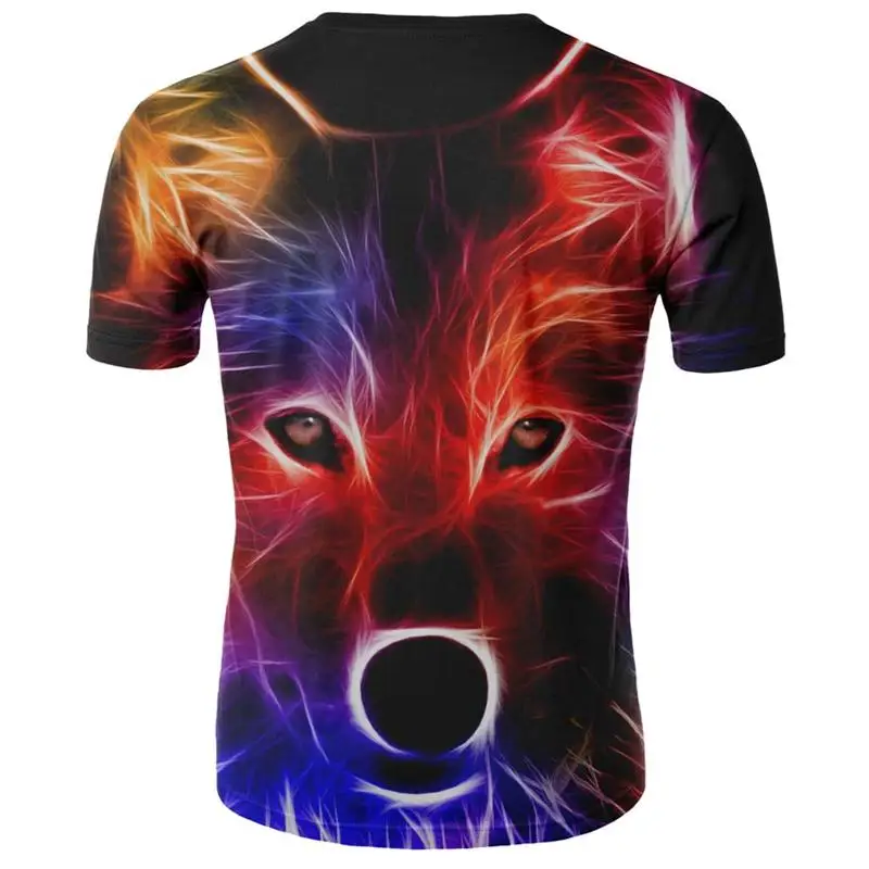 

Summer Men's T-shirt Men's Short Sleeve O-neck T-shirt Funny Animal Clothes Men's Casual 3D Wolf Print T-shirt