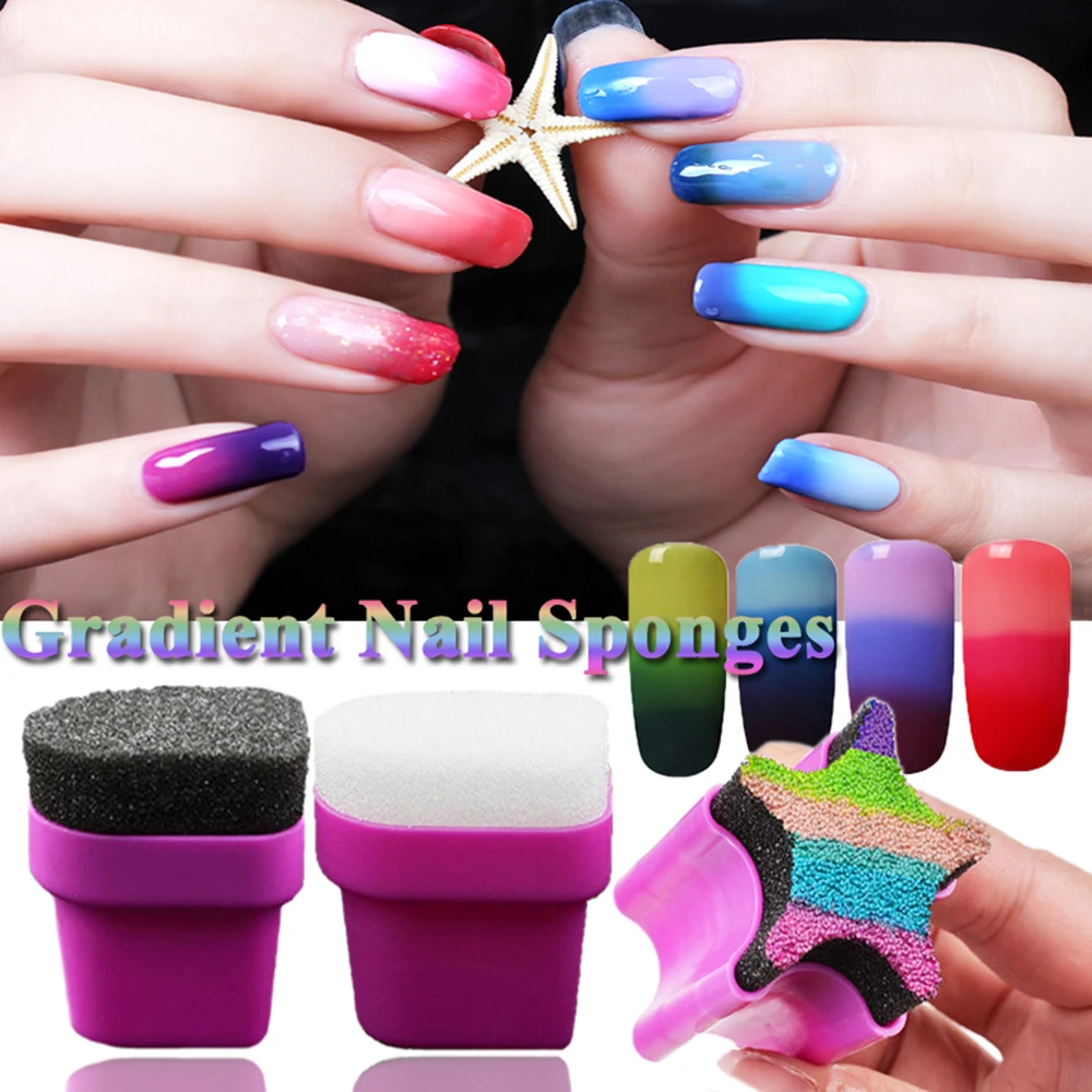 Мягкие градиентные буферы для ногтей пилки со штампом искусственные губки