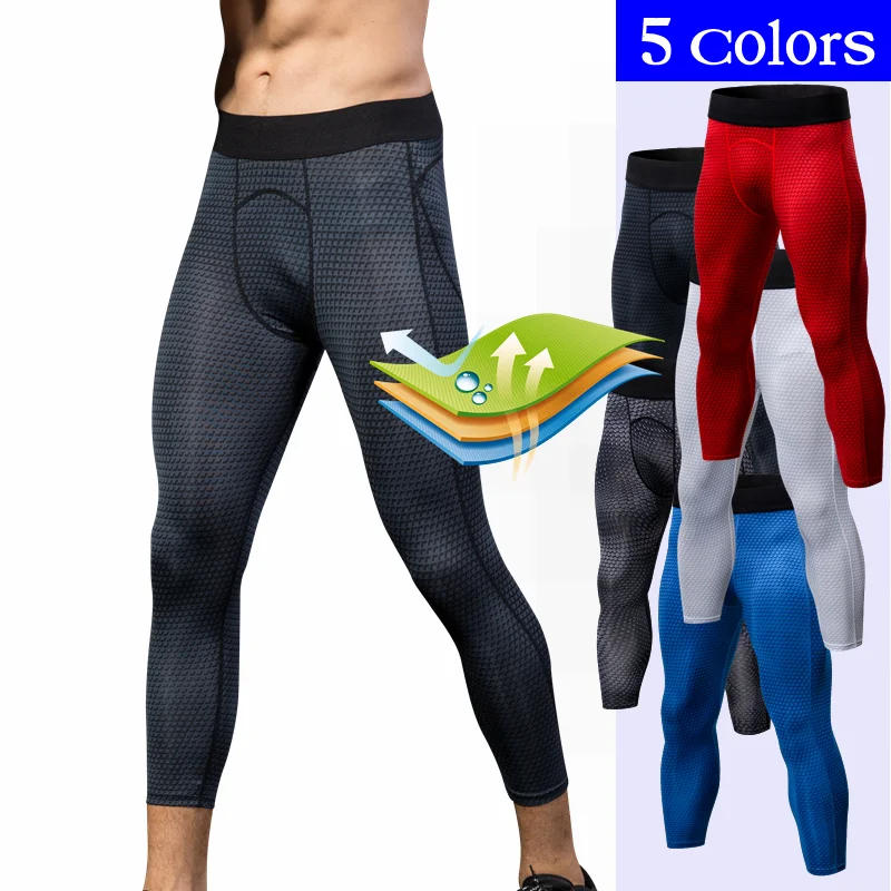 

Мужские леггинсы для фитнеса, бега, высокоэластичные, компрессионные, спортивные, дышащие, быстросохнущие, для тренажерного зала, повседнев...
