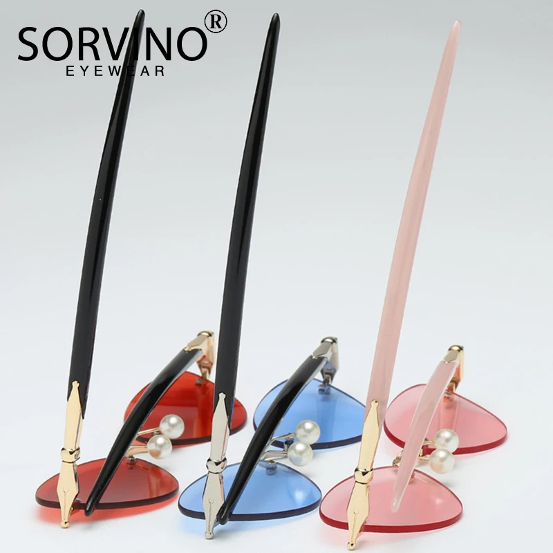 Женские солнцезащитные очки без оправы SORVINO яркие розовые кошачий глаз 2020