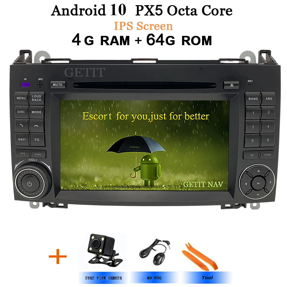 Android 10 2din Авто Радио DVD мультимедиа для Mercedes Benz B200 A B класс W169 W245 Viano Vito W639 Sprinter W906 wifi gps - Цвет: IPS 4G-Rear Cam