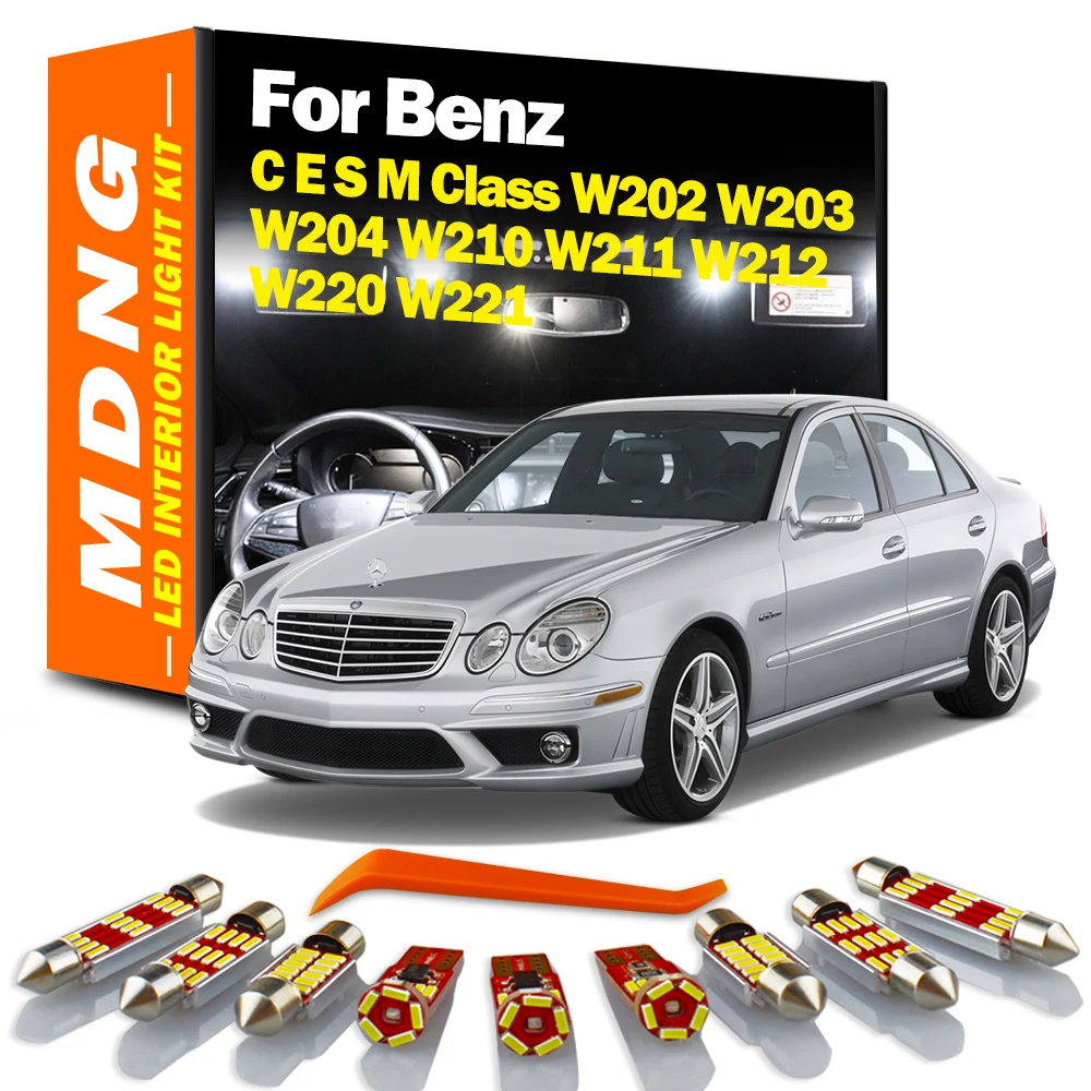 MDNG-bombillas LED Canbus para coche, Kit de luz de techo Interior para puerta, para Mercedes Benz C, E, S, M, clase W202, W203, W204, W210, W211, W212, W220, W221