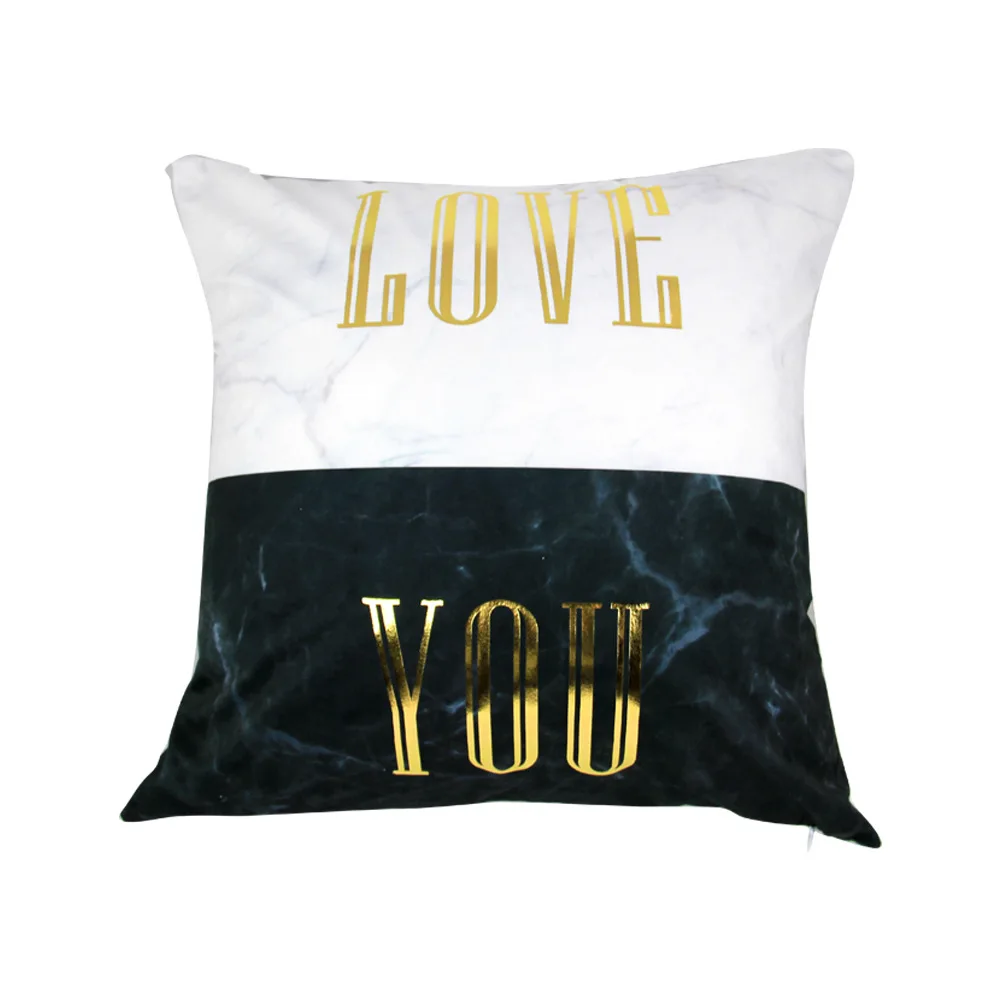 

Marbled Bronzing Short Plush Cushion Cover Super Soft Hot Stamping Geometric Decorative Car Sofa Seat Pillowcase Home Deco 45x45