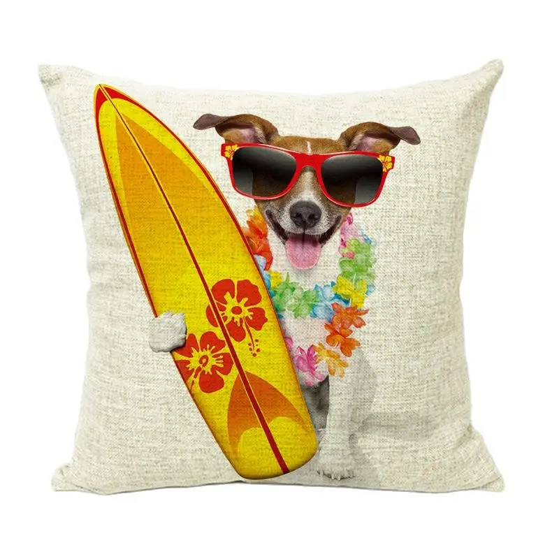 Stylish Pugs Skateboarding Sunglasses Car Pillowcase 45 * cm Beach Vacation Sun Loungers Cheap Decoration Throw Pillow Cover | Дом и сад
