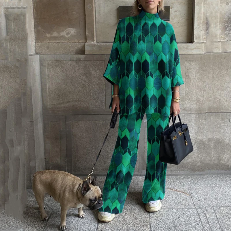 Женский свободный костюм в стиле ретро повседневный комплект из двух предметов