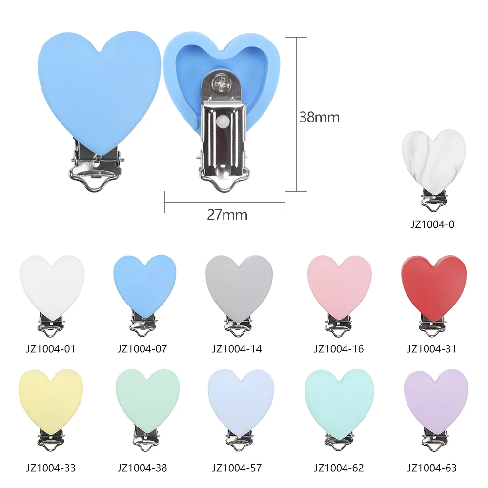 TYRY.HU-chupete de silicona con corazones, cadena de chupete con Clip, Clips de lactancia sin BPA, accesorios para chupete, 1 unidad-4