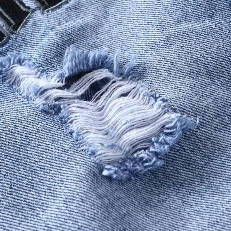 

KIOVNO Men High Street Ripped Denim Jackets Coats Camouflage Streetwear Jeans Jackets For Male Outwear Size M-3XL