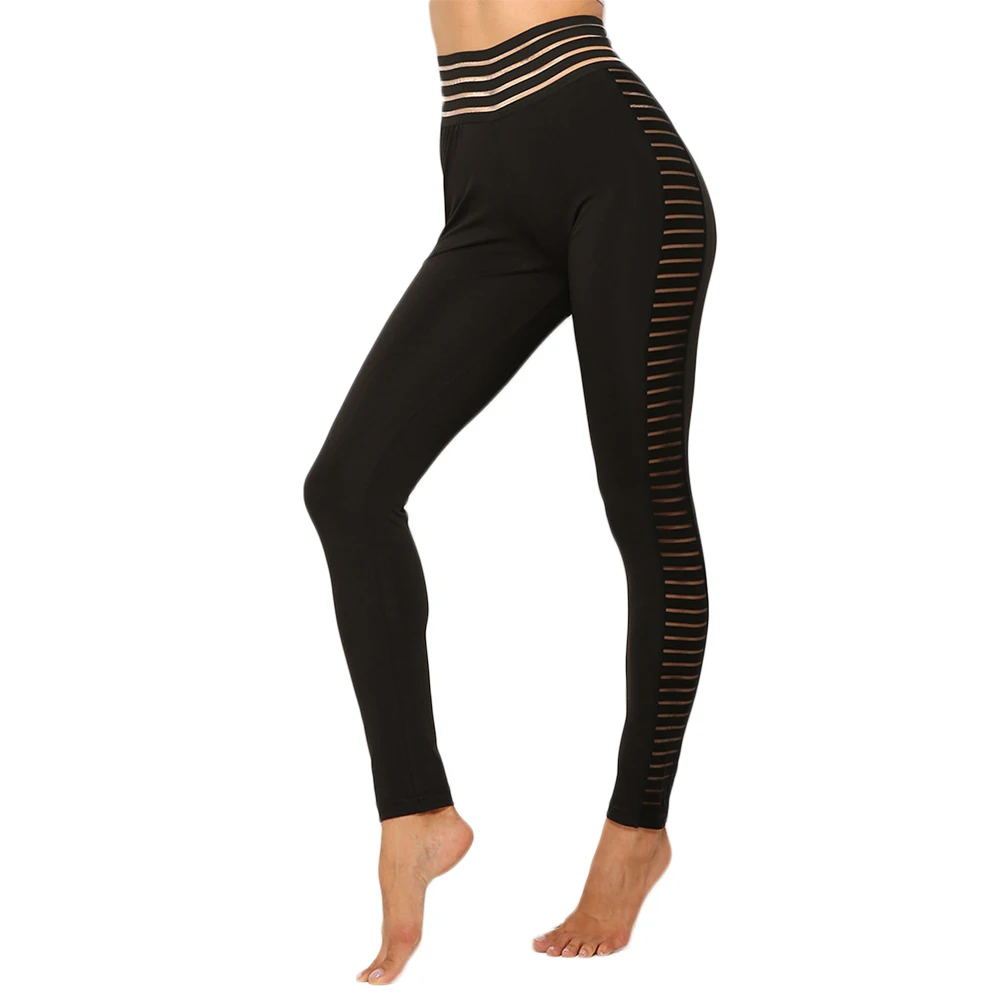 

Women Side Mesh Stitching Yoga Pants Sports Elastic Tight Casual Leggings MC889